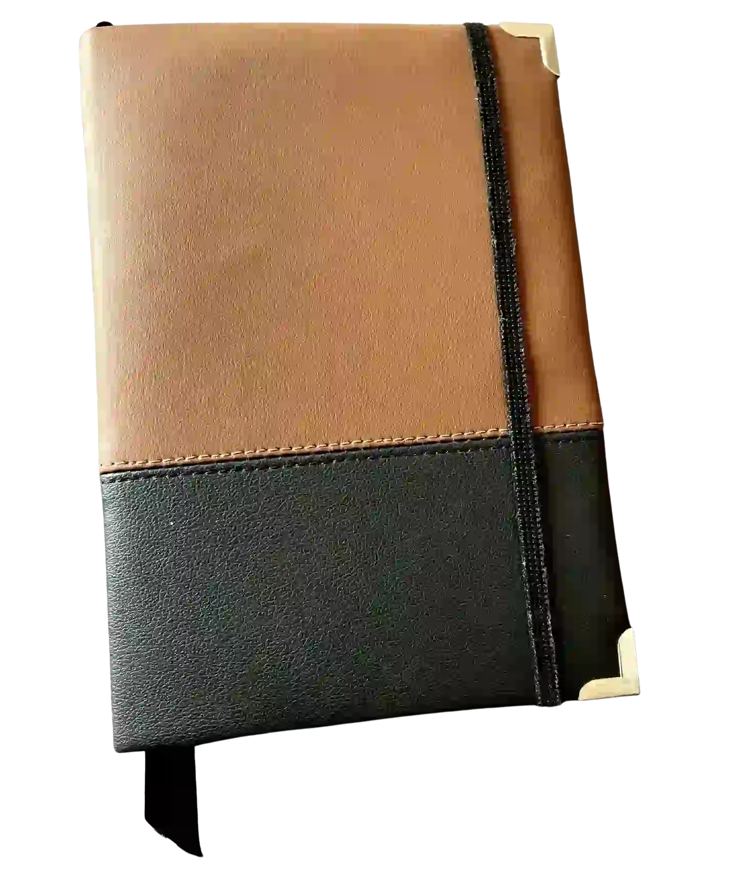 Agenda ou notebook 2 tons en cuirette avec sangle élastique