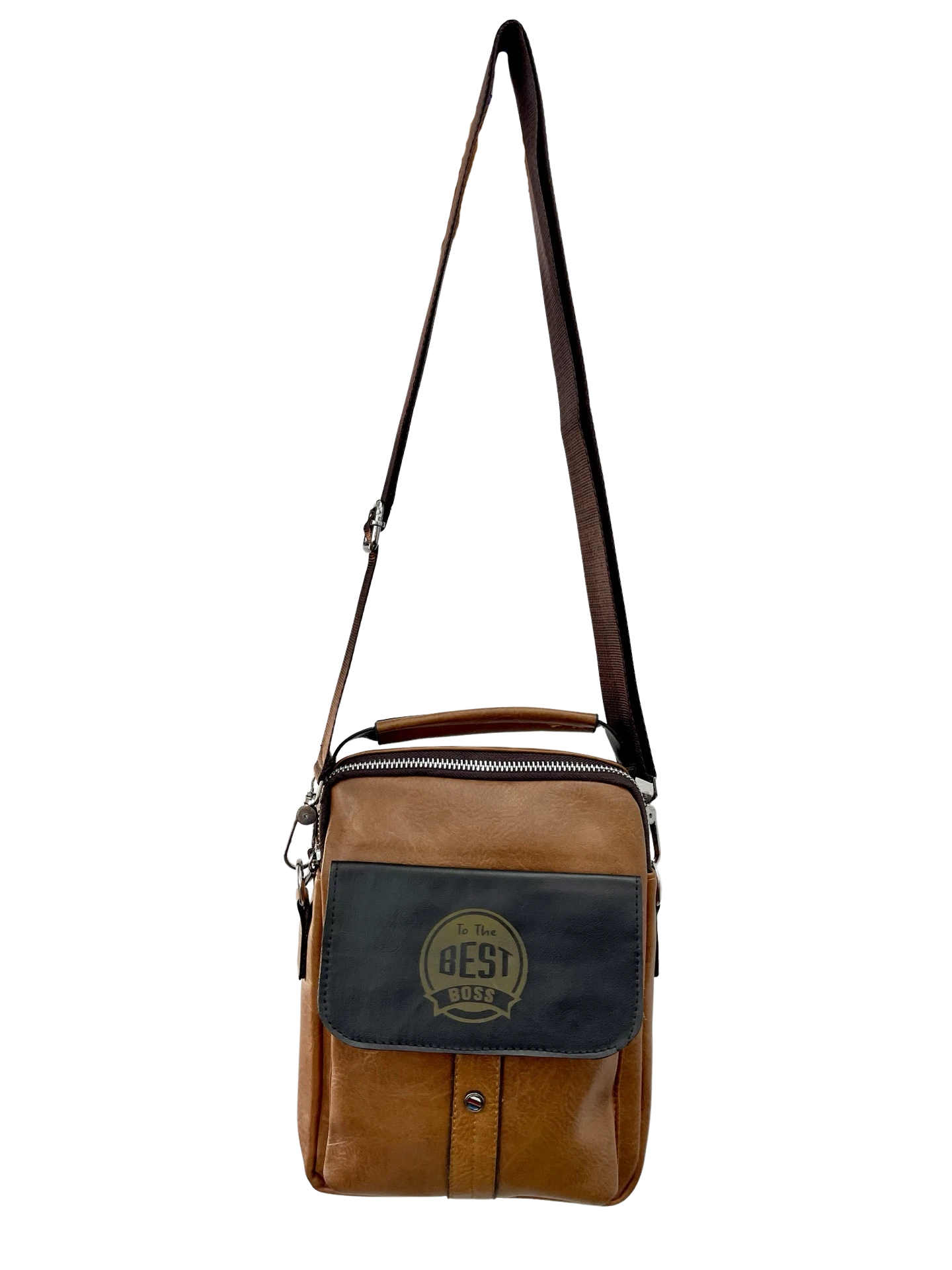 Sac trotter crossbody en simili-cuir marron clair
