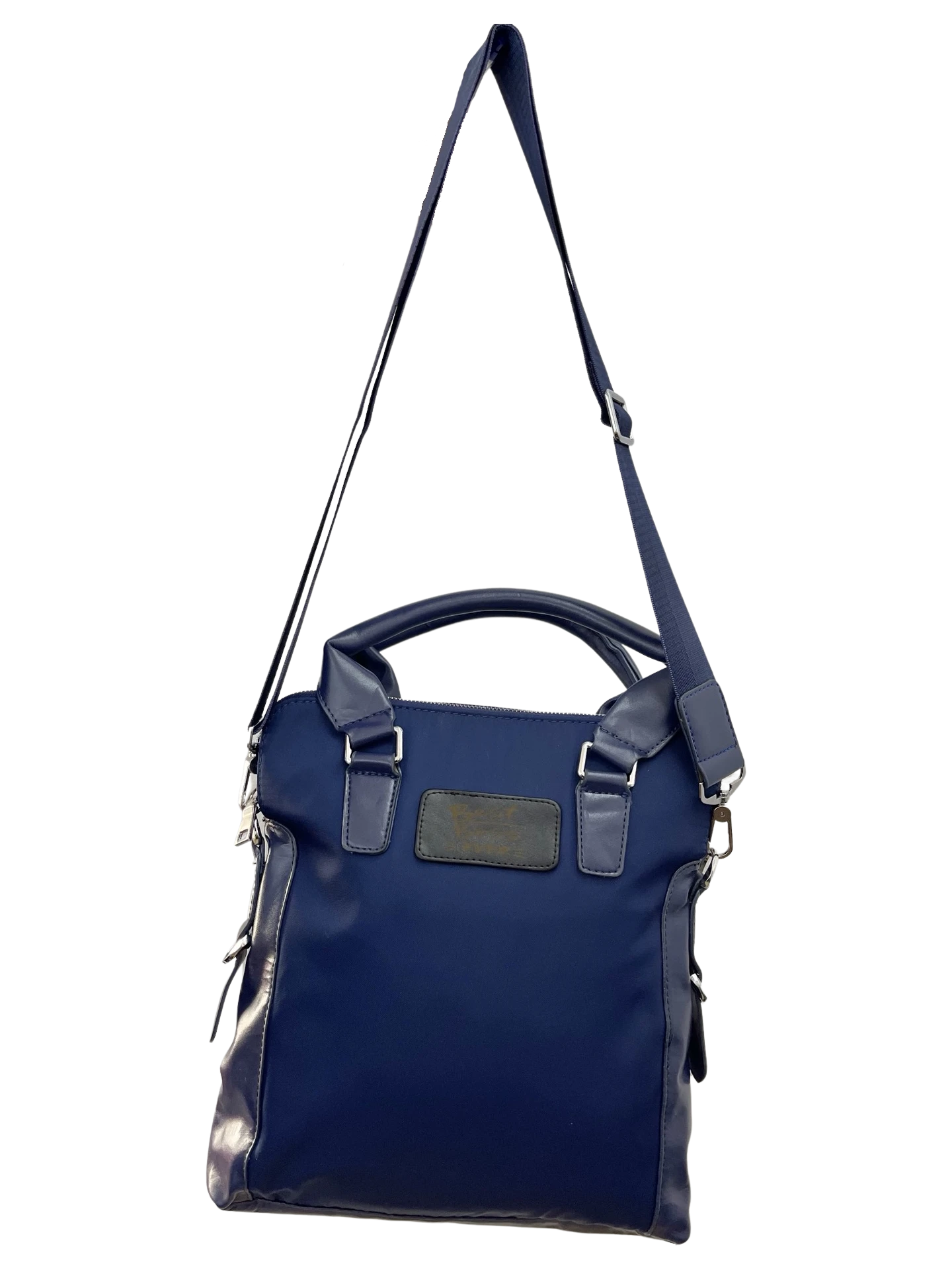 Sacoche plate en nylon à anse bleu