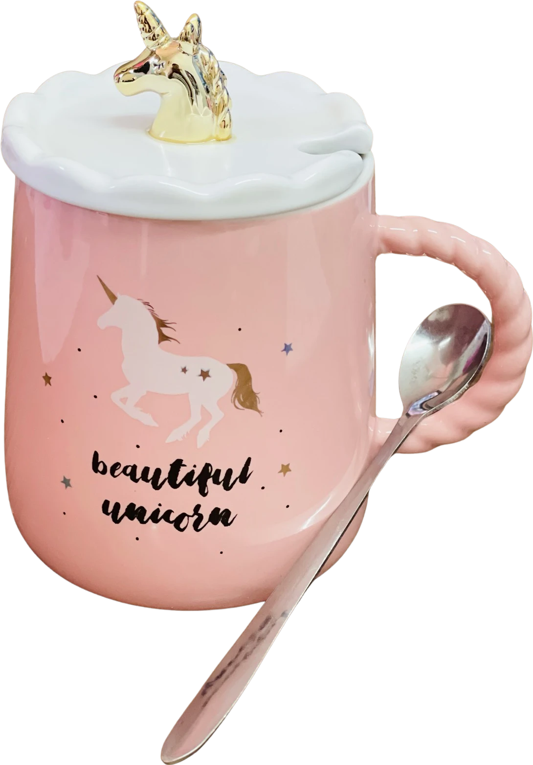 Mug licorne à couvercle doré