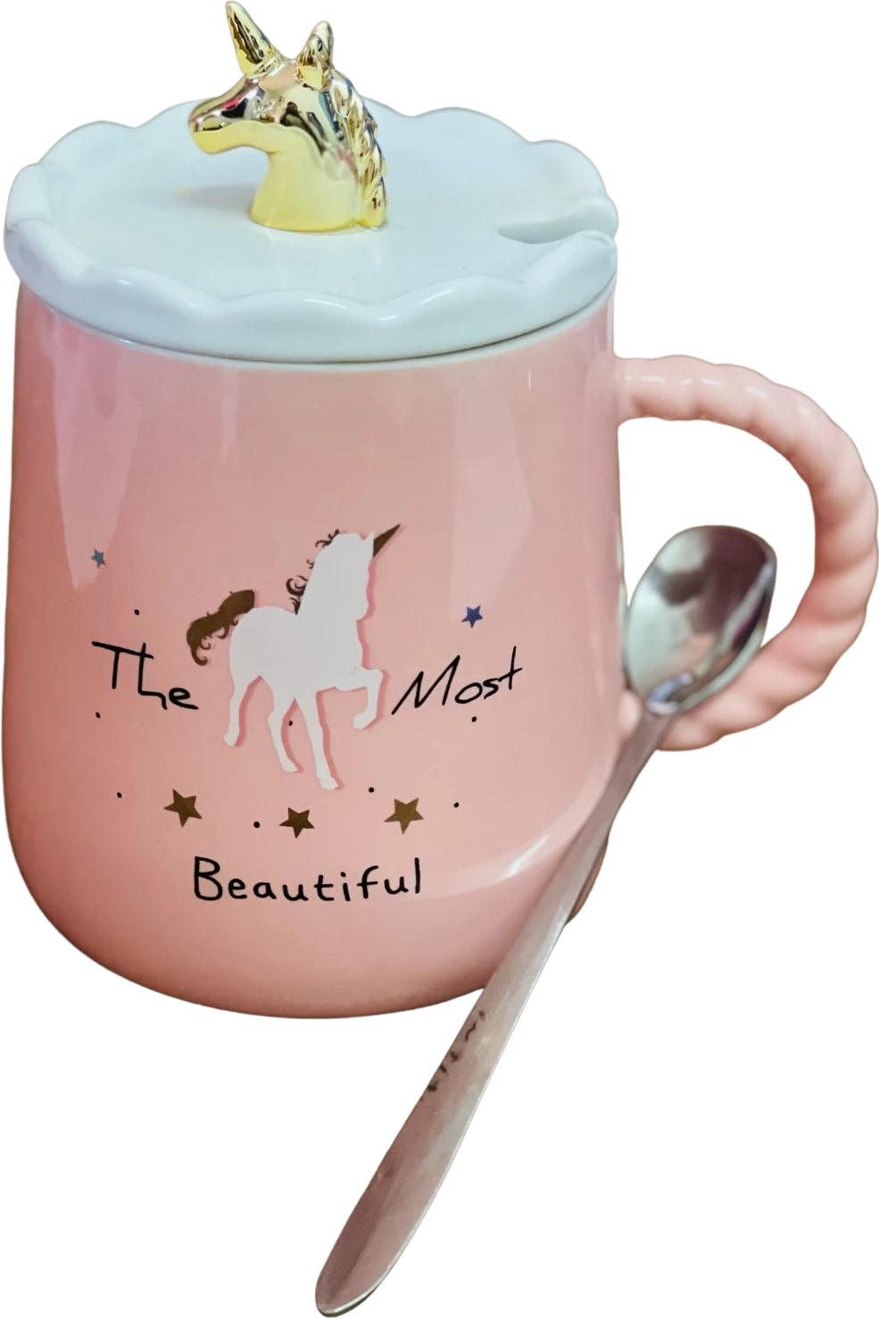 Mug licorne à couvercle doré