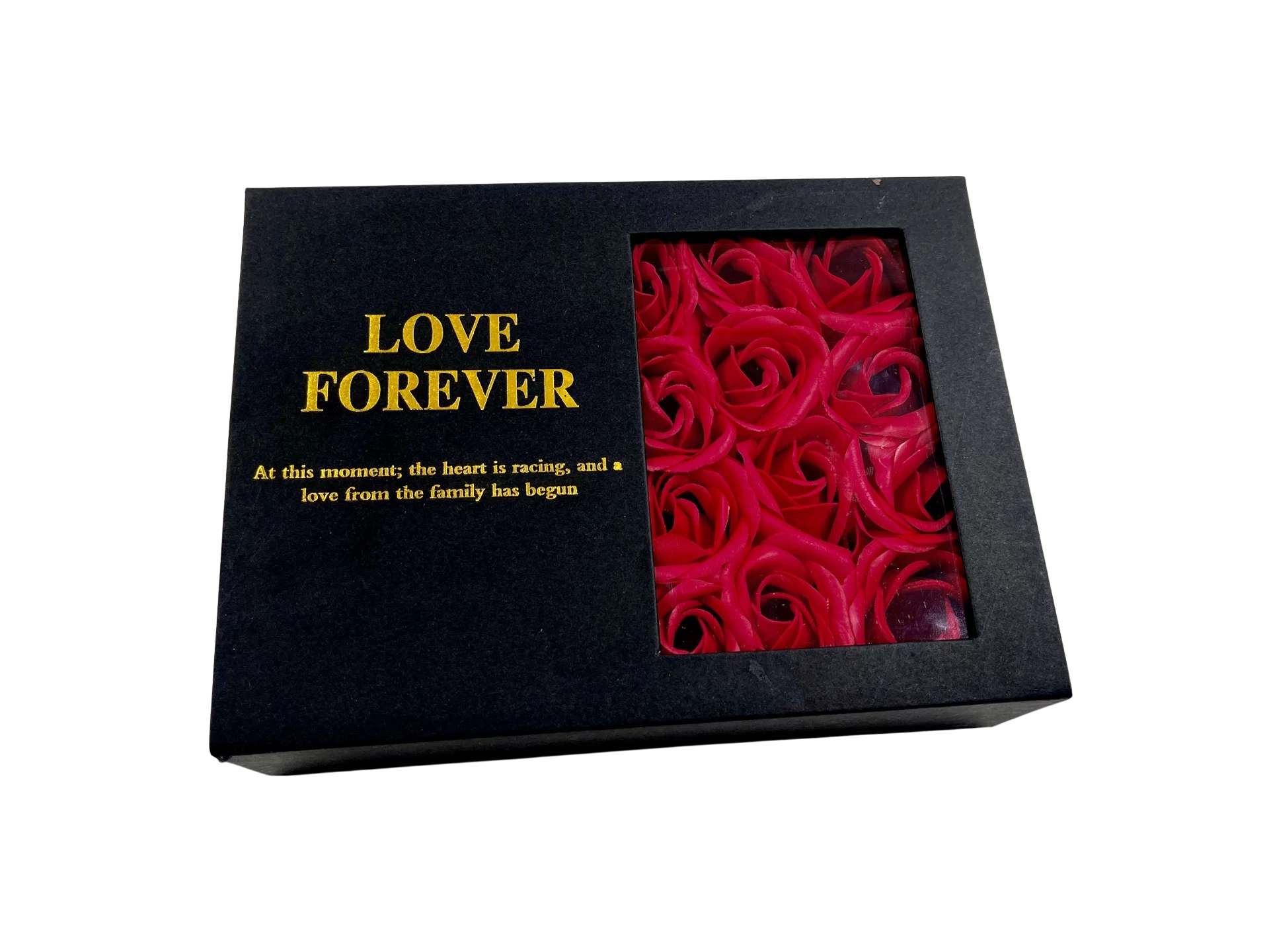 Coffret de roses rouges parfumées avec collier surprise.
