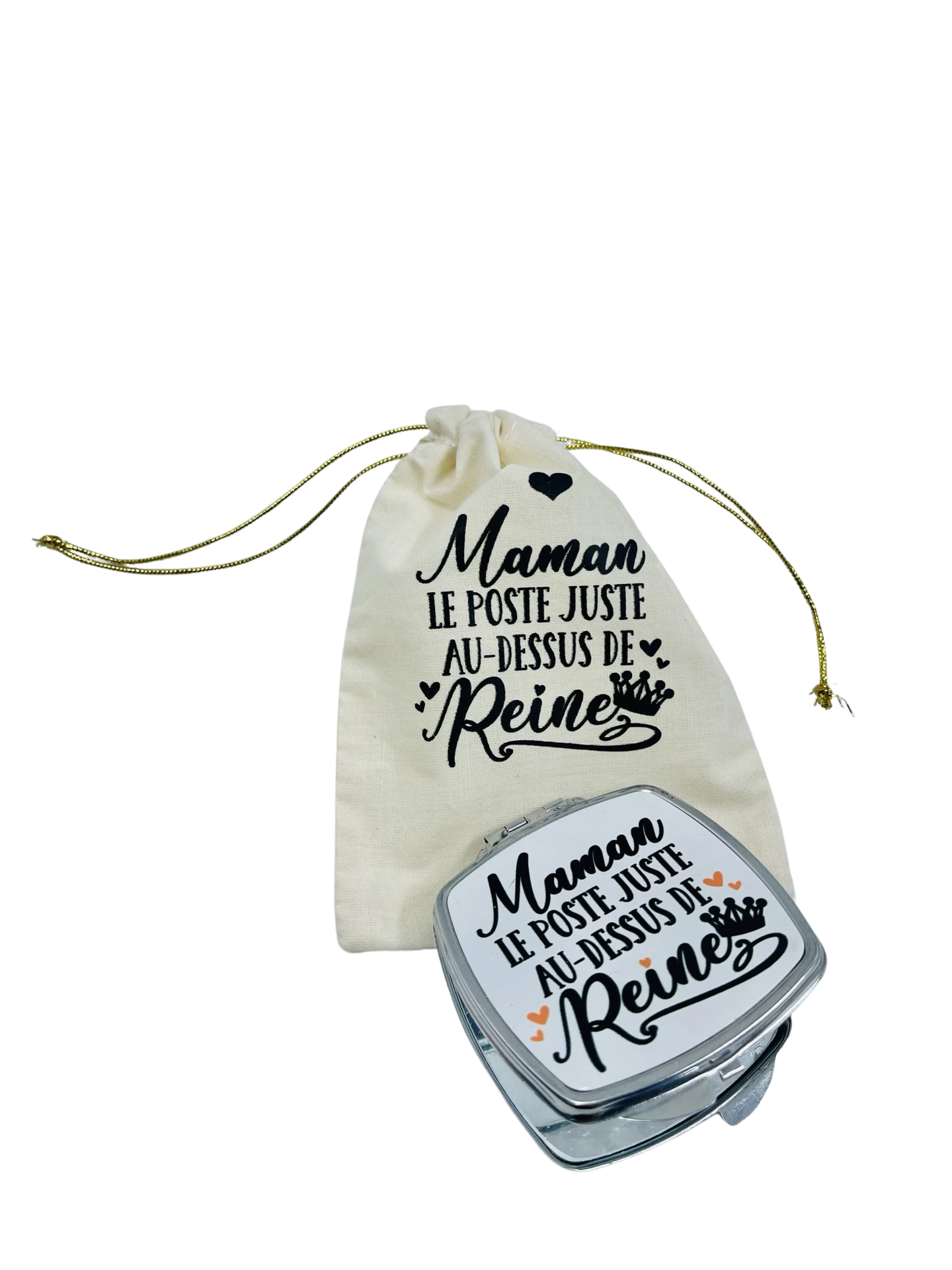 Miroir de poche avec son pochon