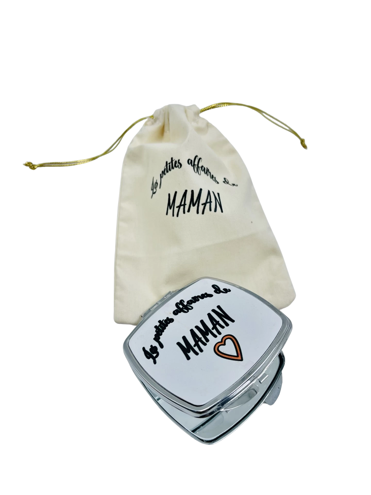 Miroir de poche avec son pochon