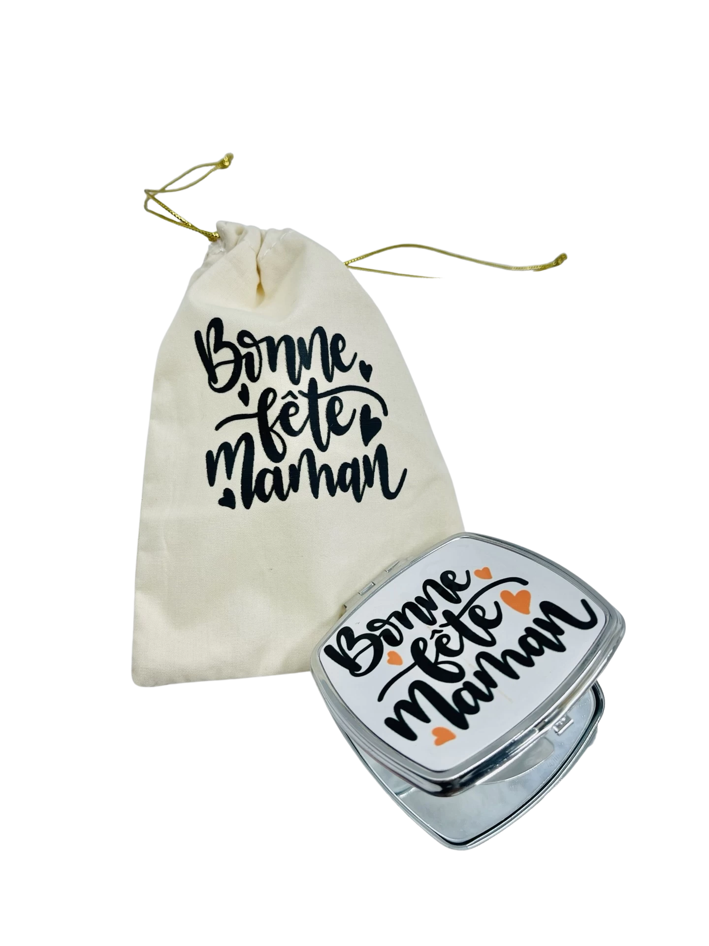 Miroir de poche avec son pochon