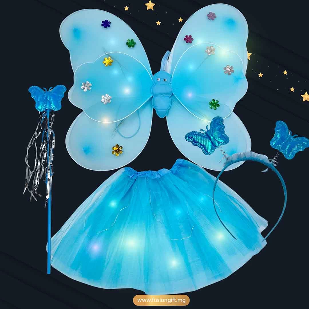 Ensemble AILES LUMINEUSES LED + Tutu LED + Baguette+ Serre-tête