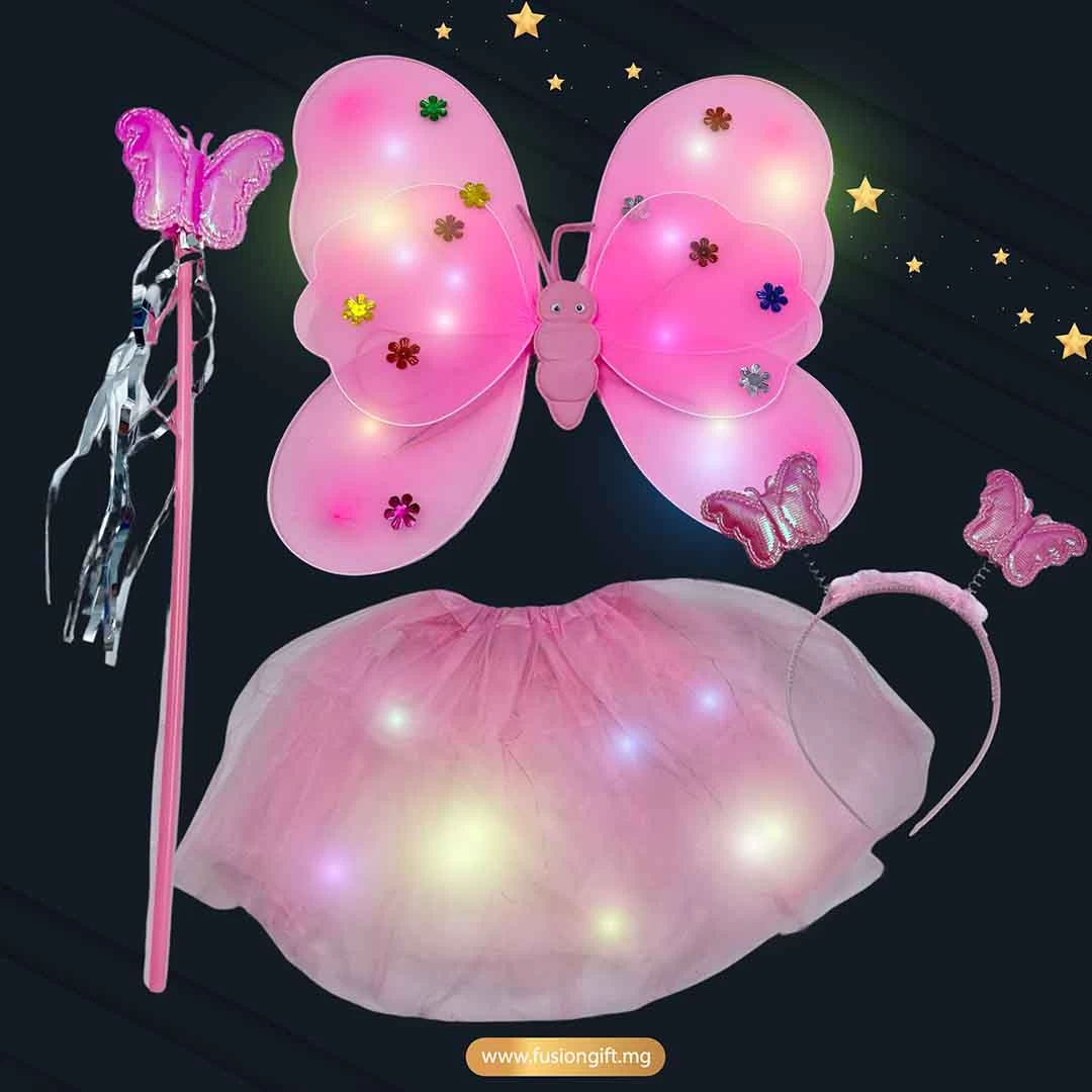 Ensemble AILES LUMINEUSES LED + Tutu LED + Baguette+ Serre-tête