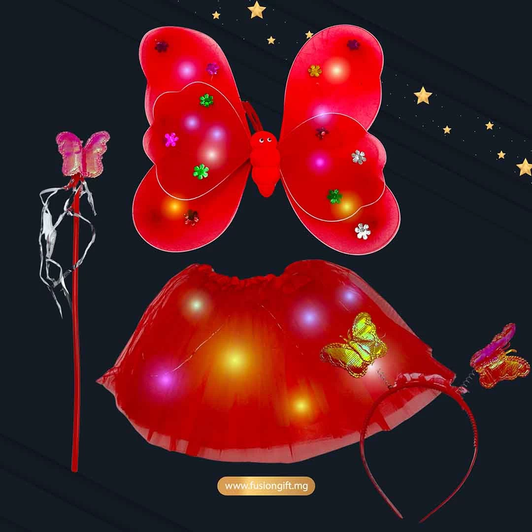 Ensemble AILES LUMINEUSES LED + Tutu LED + Baguette+ Serre-tête