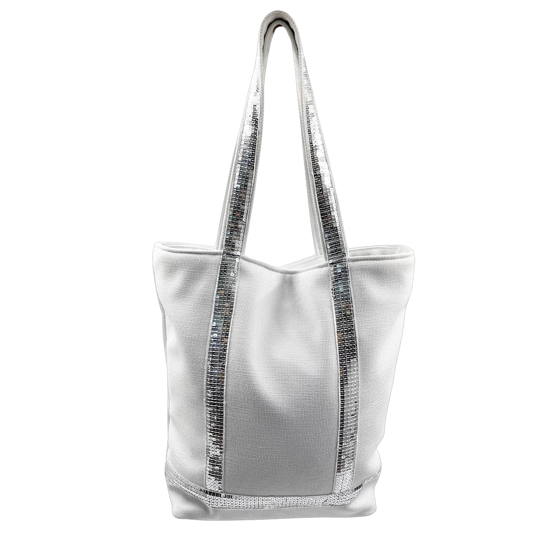 Sac cabas moyen en toile de coton paillette