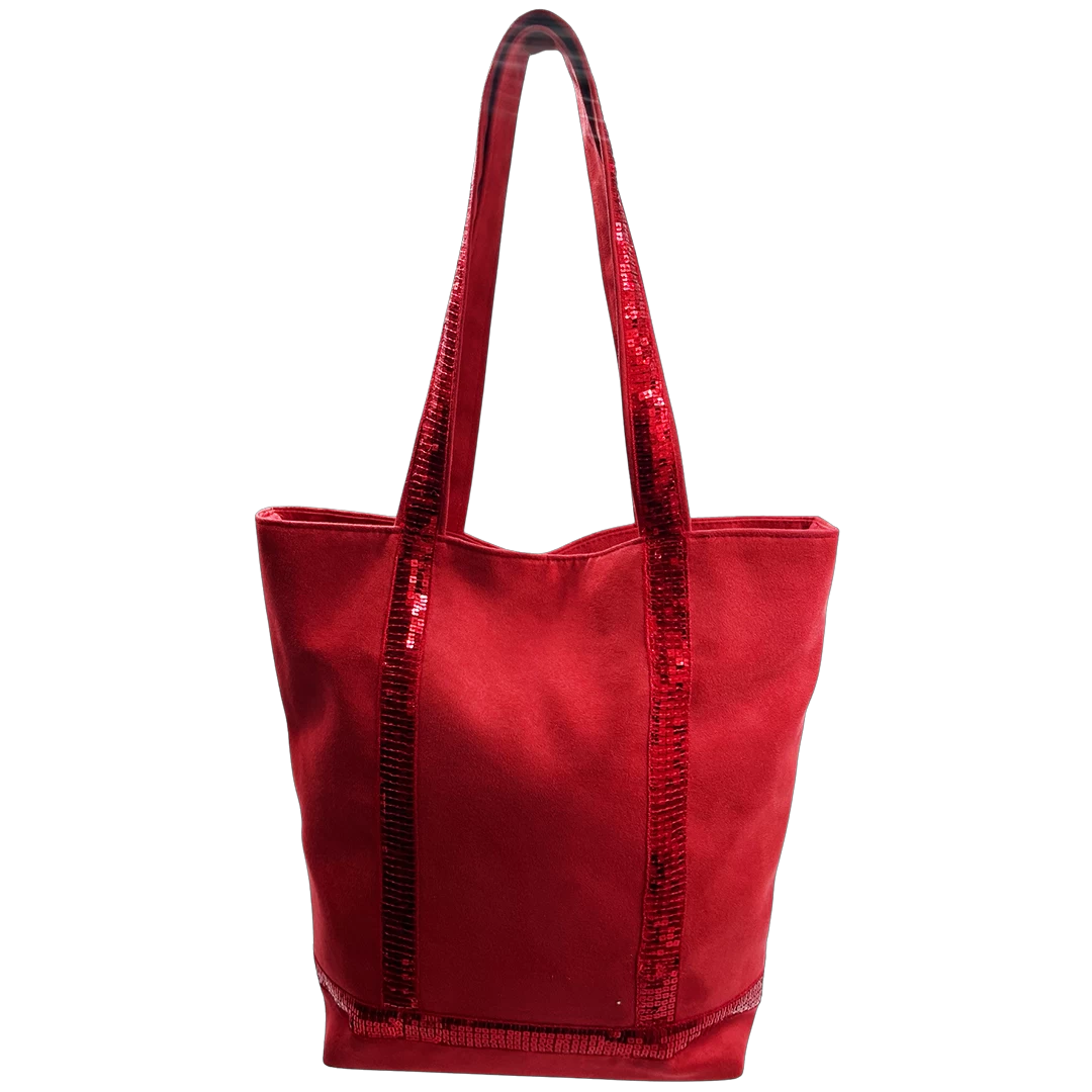 Sac cabas moyen en toile de coton paillette