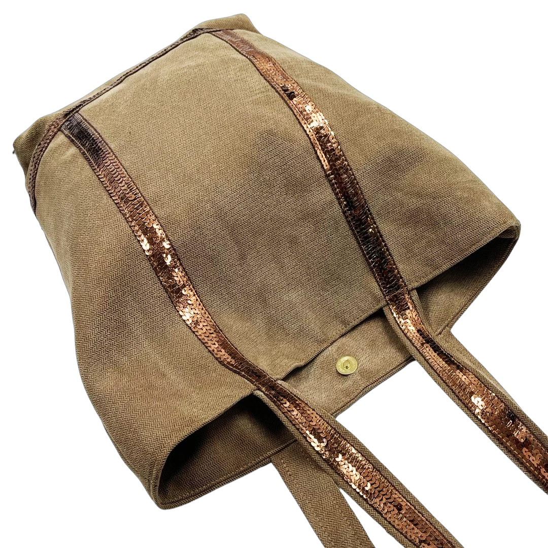 Sac cabas moyen en toile de coton paillette